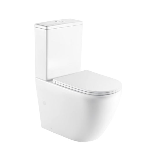HANI 665*360*845mm Gloss White Rimless Flushing Back to Wall Two-piece Toilet Suite