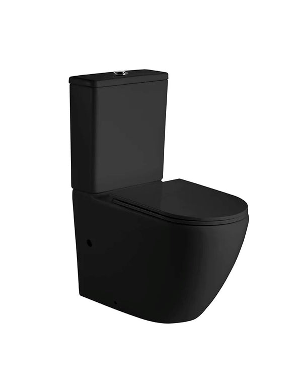 HANI-MB 665*380*845mm Matte Black Rimless Flushing Back to Wall Two-piece Toilet Suite