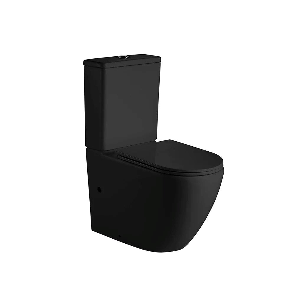 HANI-MB 665*380*845mm Matte Black Rimless Flushing Back to Wall Two-piece Toilet Suite