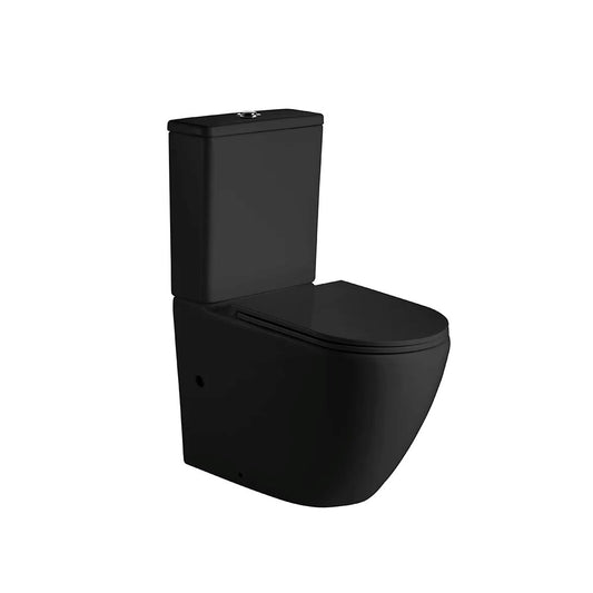 HANI-MB 665*380*845mm Matte Black Rimless Flushing Back to Wall Two-piece Toilet Suite
