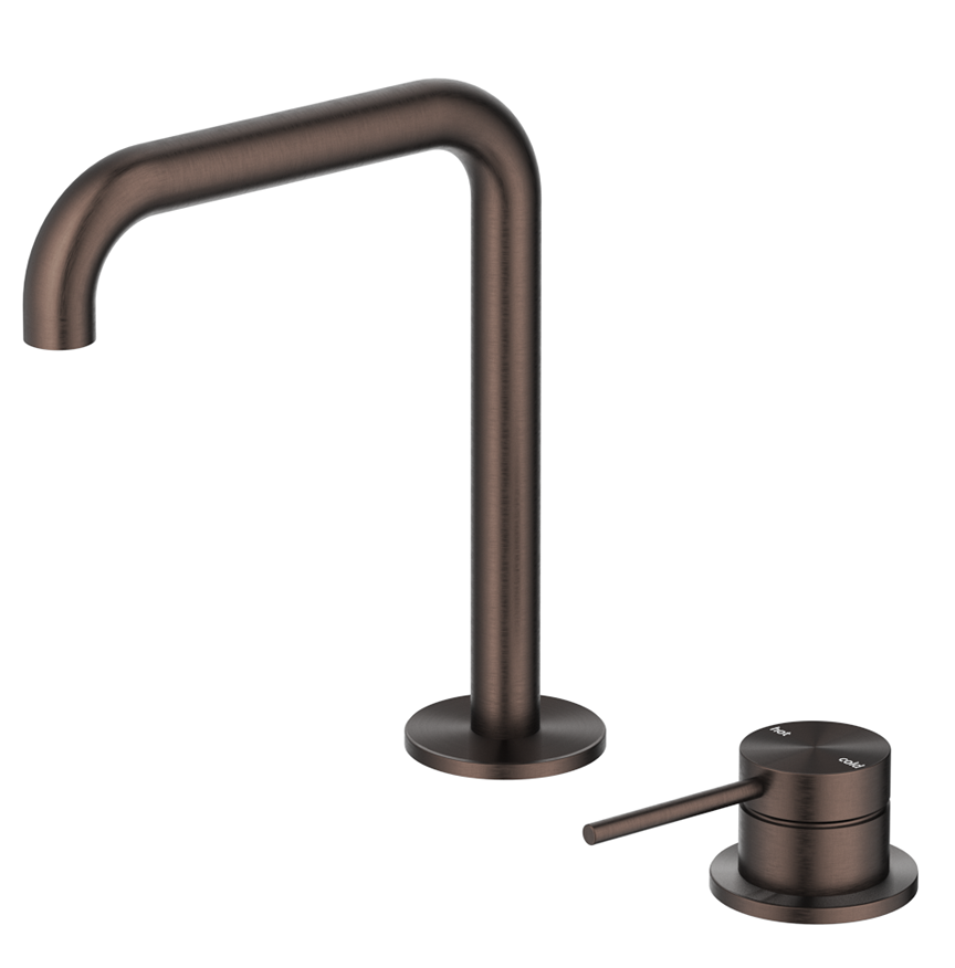 Mica Soft-Square Hob Basin Mixer Set Dusk Bronze