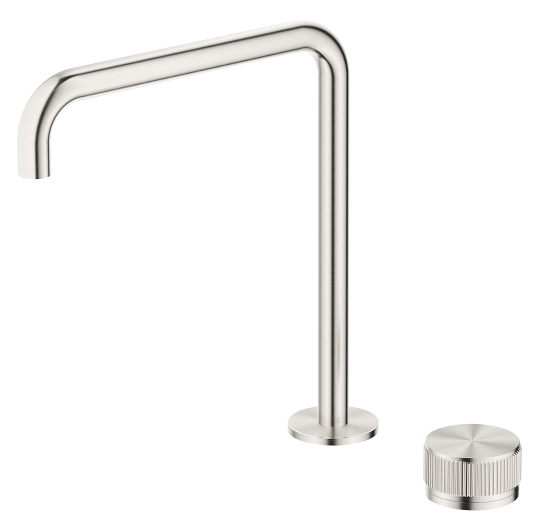 Mica Fluted Soft-Square Hob Sink/Basin Mixer Set Brushed Nickel