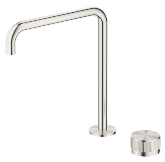 Mica Fluted Soft-Square Hob Sink/Basin Mixer Set Brushed Nickel