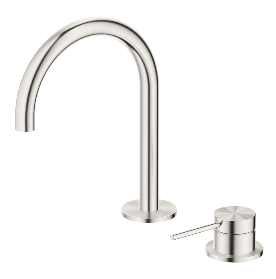 Mica Gooseneck Hob Basin Mixer Set Brushed Nickel