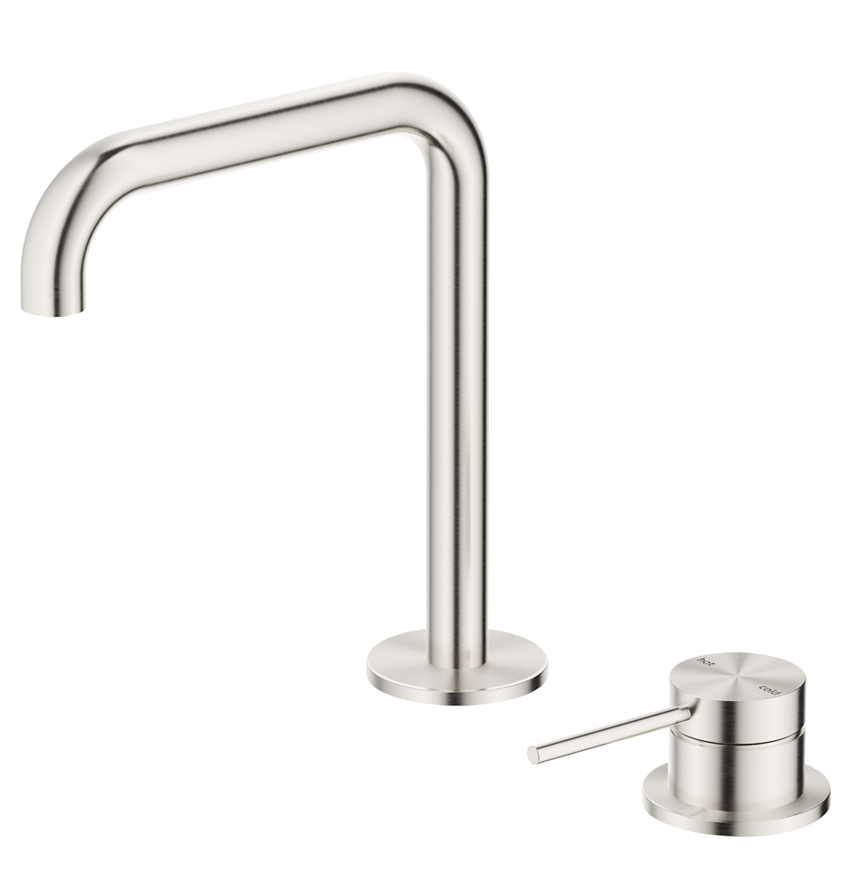 Mica Soft-Square Hob Basin Mixer Set Brushed Nickel