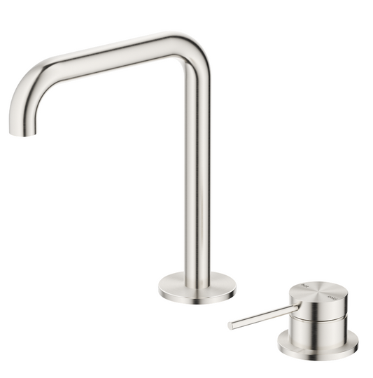Mica Soft-Square Hob Basin Mixer Set Brushed Nickel