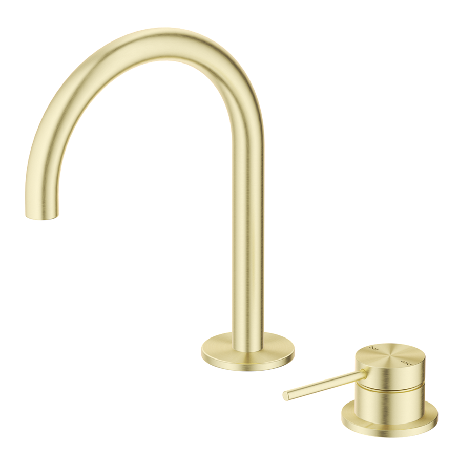 Mica Gooseneck Hob Basin Mixer Set French Gold