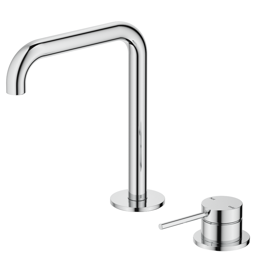 Mica Soft-Square Hob Basin Mixer Set Chrome