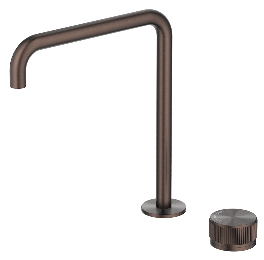 Mica Fluted Soft-Square Hob Sink/Basin Mixer Set Dusk Bronze