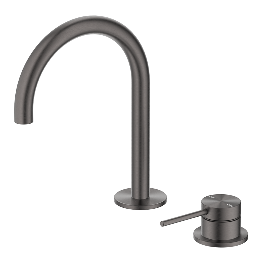 Mica Gooseneck Hob Basin Mixer Set Gunmetal