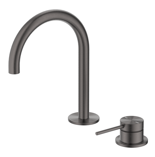 Mica Gooseneck Hob Basin Mixer Set Gunmetal