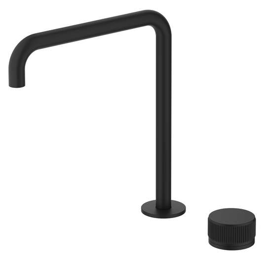 Mica Fluted Soft-Square Hob Sink/Basin Mixer Set Black