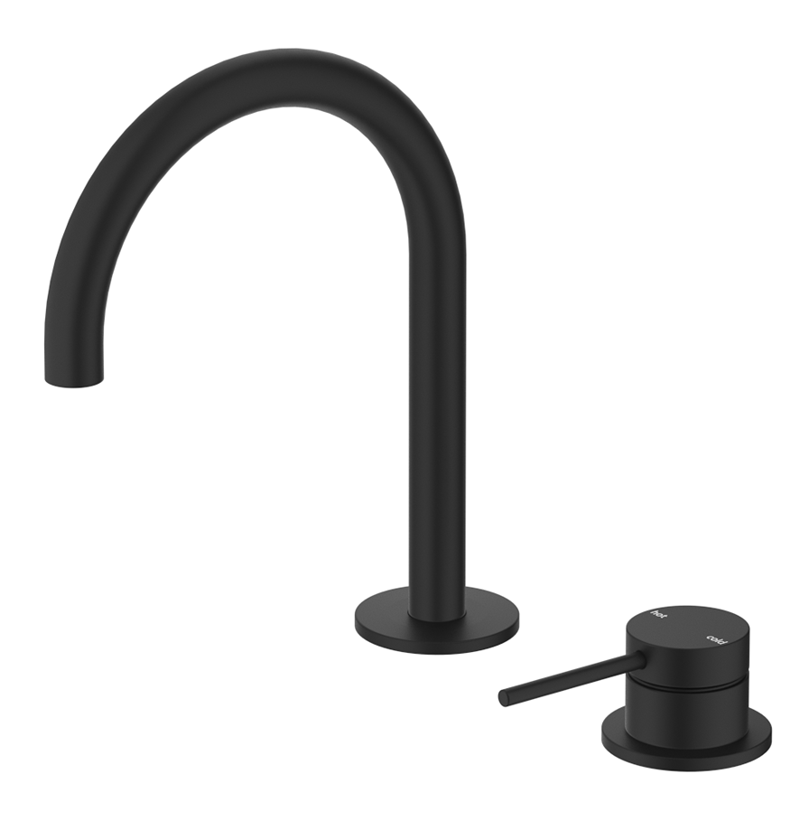 Mica Gooseneck Hob Basin Mixer Set Black