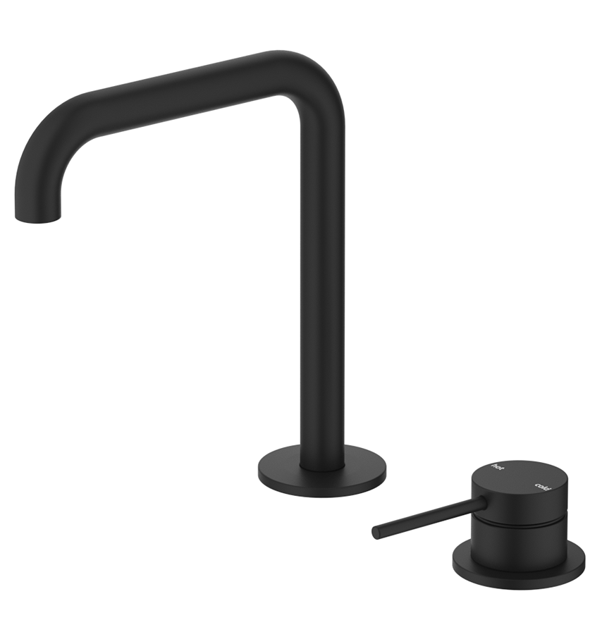Mica Soft-Square Hob Basin Mixer Set Black