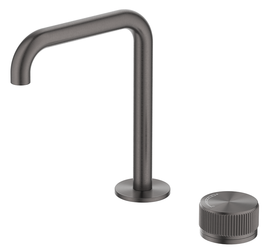 Mica Fluted Soft-Square Hob Basin Mixer Set Gunmetal
