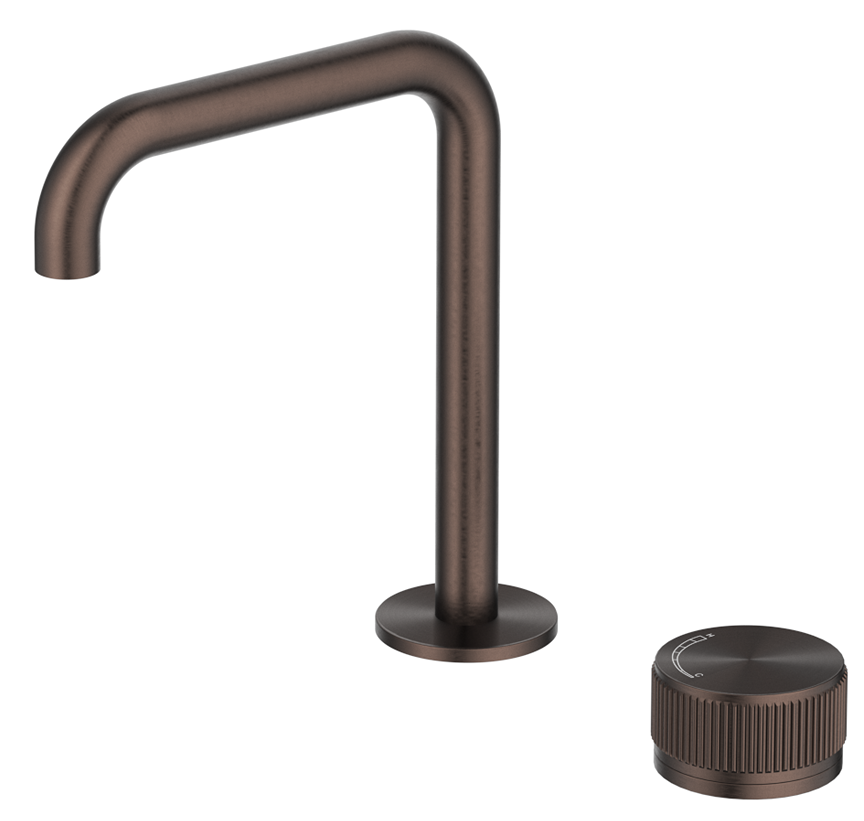 Mica Fluted Soft-Square Hob Basin Mixer Set Dusk Bronze