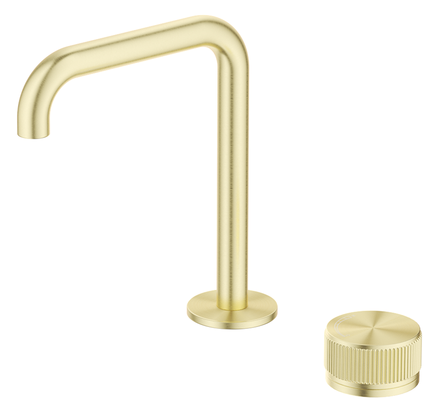 Mica Fluted Soft-Square Hob Basin Mixer Set French Gold