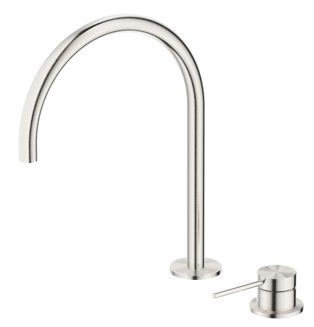 Mica Gooseneck Hob Sink/Basin Mixer Set Brushed Nickel
