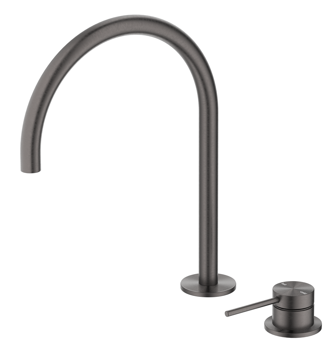 Mica Gooseneck Hob Sink/Basin Mixer Set Gunmetal