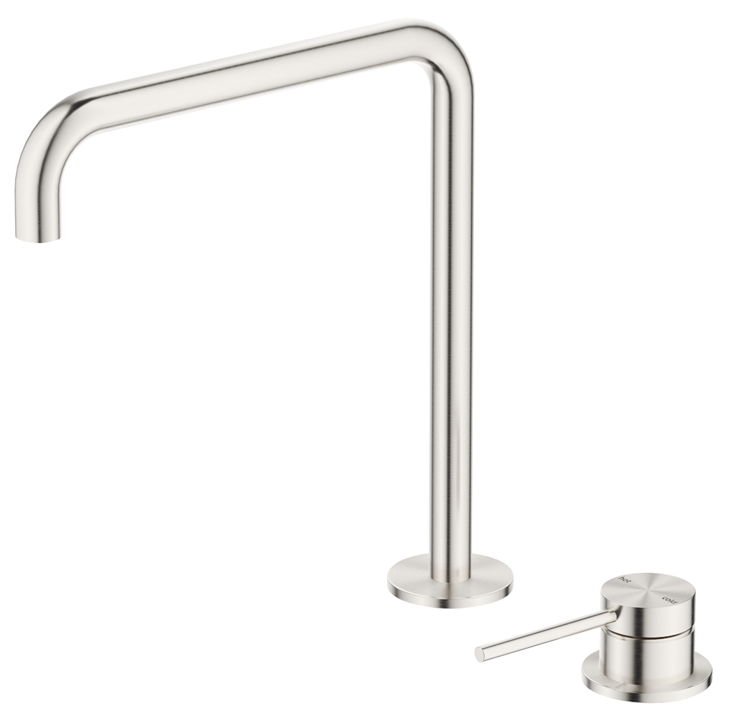 Mica Soft-Square Hob Sink/Basin Mixer Set Brushed Nickel