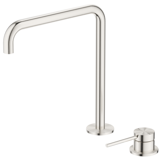 Mica Soft-Square Hob Sink/Basin Mixer Set Brushed Nickel