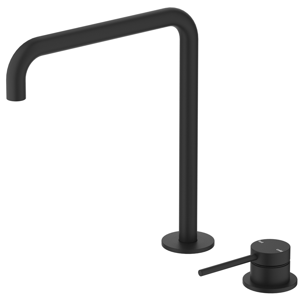 Mica Soft-Square Hob Sink/Basin Mixer Set Black