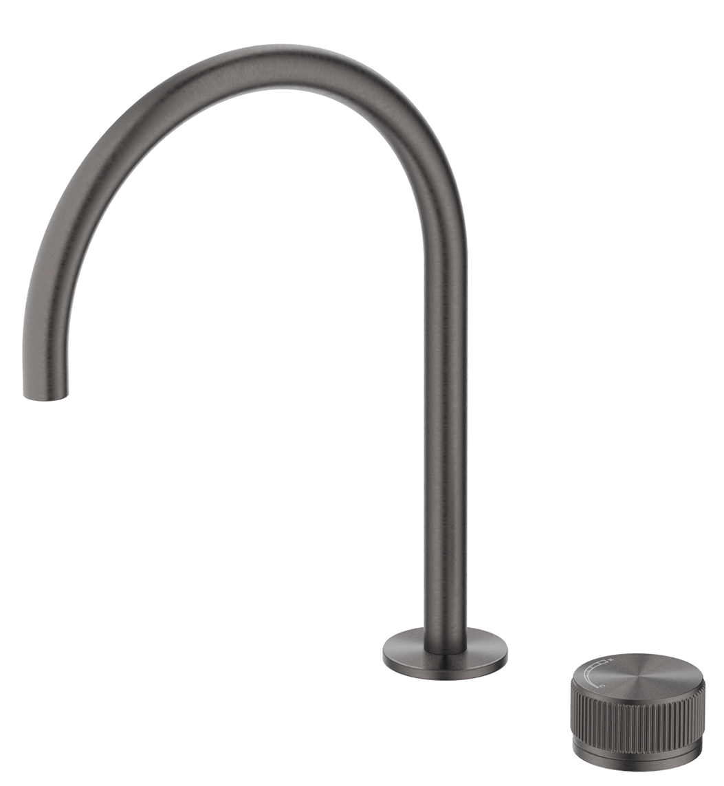 Mica Fluted Gooseneck Hob Sink/Basin Mixer Set Gunmetal