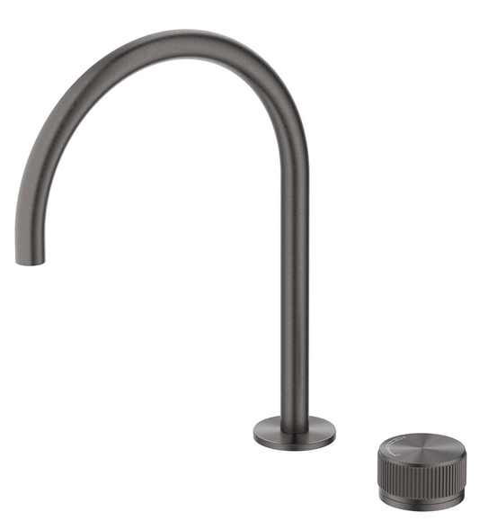 Mica Fluted Gooseneck Hob Sink/Basin Mixer Set Gunmetal