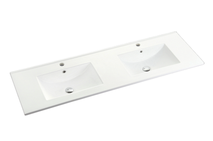 Bali Matte White Double Bowl 1500mm Wall Hung Vanity with Ceramic Top