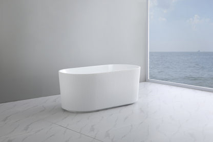 Ally Groove 1500mm Oval Freestanding Bath Gloss White