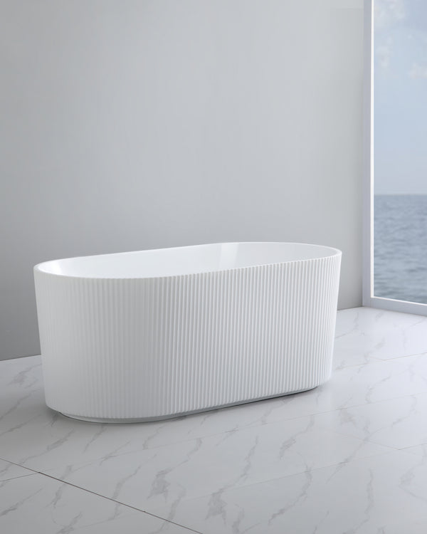 Ally Groove 1700mm Oval Freestanding Bath Gloss White