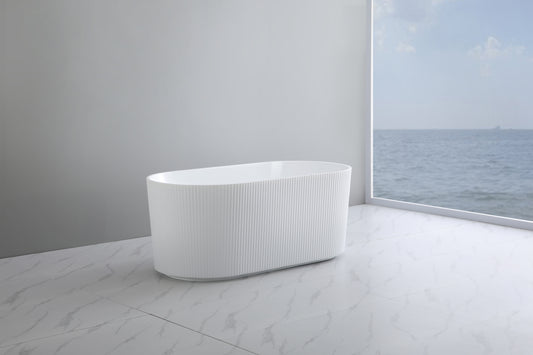 Ally Groove 1700mm Oval Freestanding Bath Gloss White