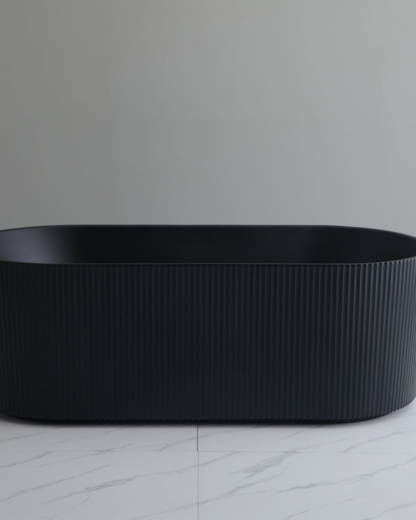 Ally Groove 1700mm Oval Freestanding Bath Matte Black