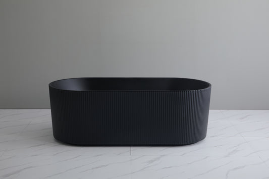 Ally Groove 1700mm Oval Freestanding Bath Matte Black