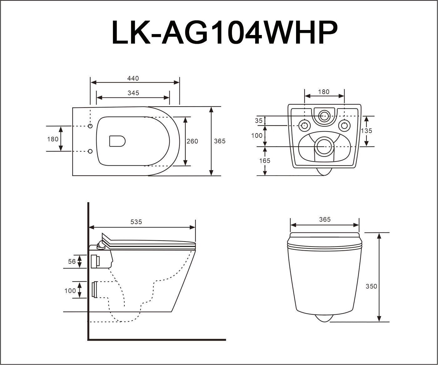 Agena Rimless Wall Hung Toilet Pan LK-AG104WHP