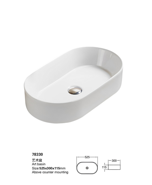 Ellips Fine Ceramic Above Counter Basins LK-ELA520