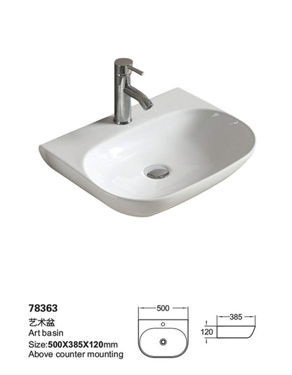 Ellips Fine Ceramic Wall Hung Basin LK-ELW500