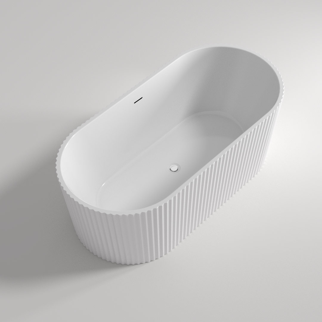Agena Fluted Acrylic Free-Standing Bath with Overflow