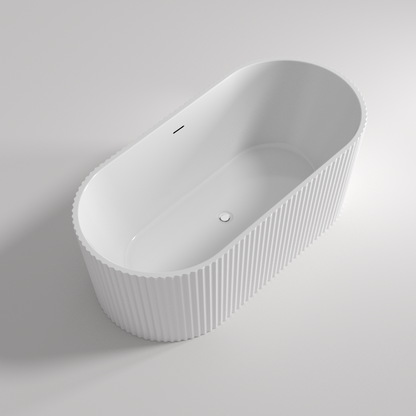 Agena Fluted Acrylic Free-Standing Bath with Overflow