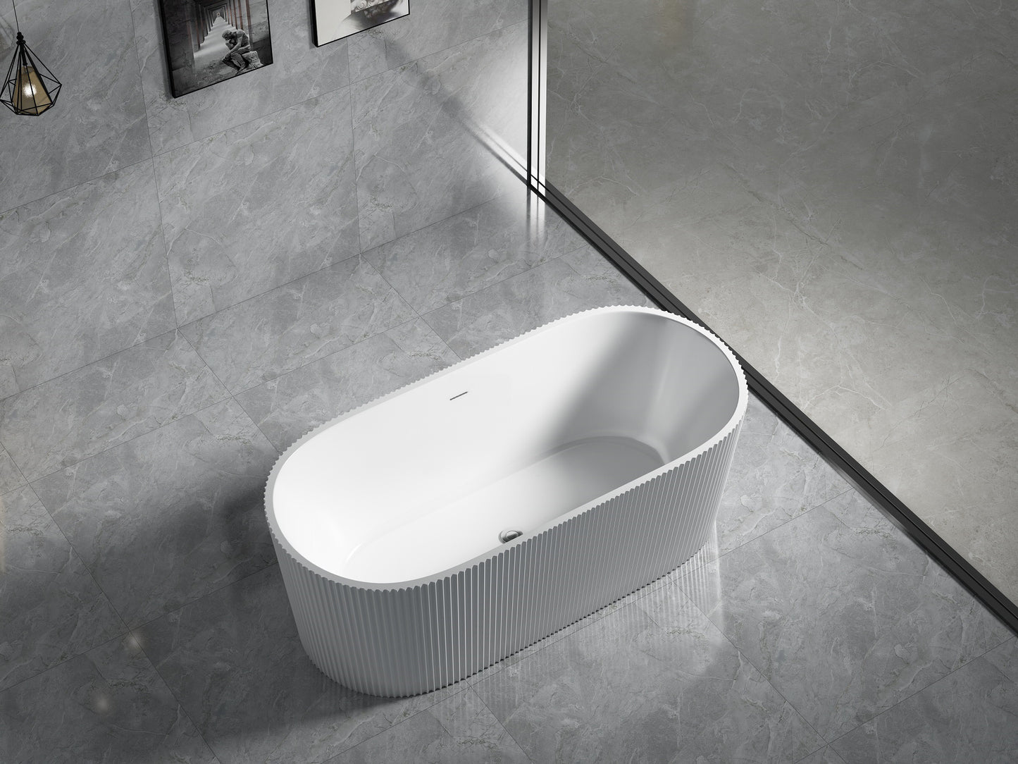 Agena Fluted Acrylic Free-Standing Bath with Overflow
