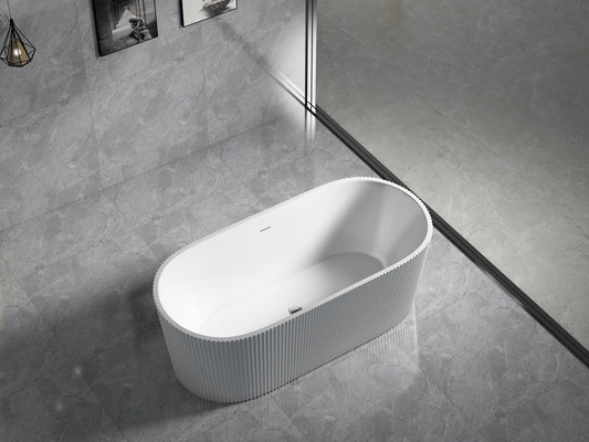 Agena Fluted Acrylic Free-Standing Bath with Overflow