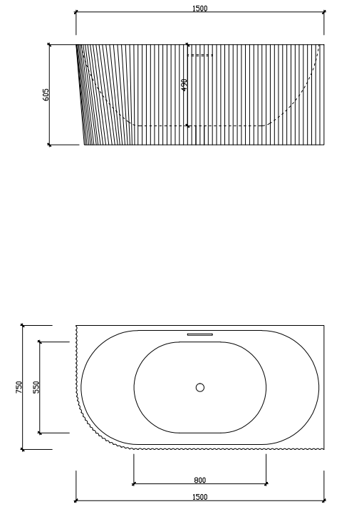 Binge Fluted Skirt Overflow Corner Bath LK-FBG