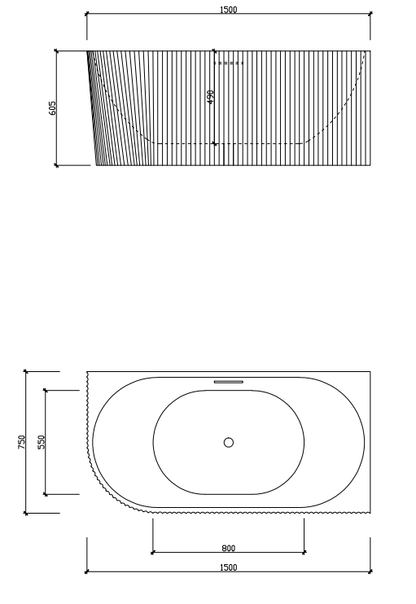 Binge Fluted Skirt Overflow Corner Bath LK-FBG