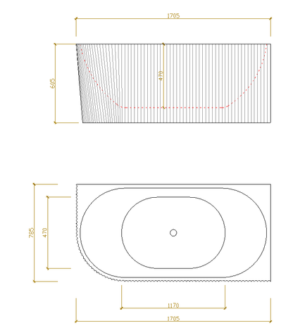 Binge Fluted Skirt Overflow Corner Bath LK-FBG