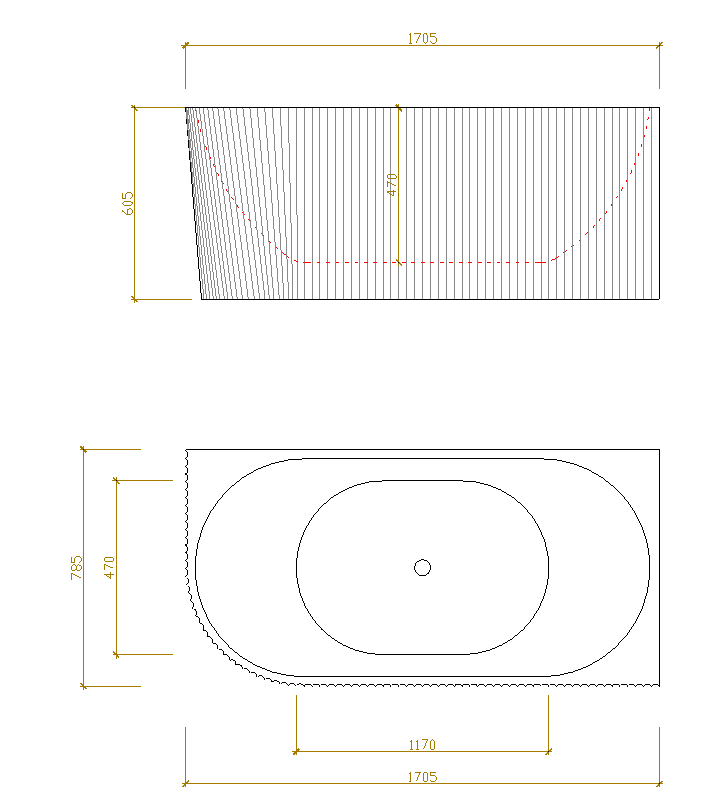 Binge Fluted Skirt Overflow Corner Bath LK-FBG