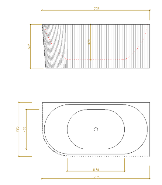 Binge Fluted Skirt Overflow Corner Bath LK-FBG