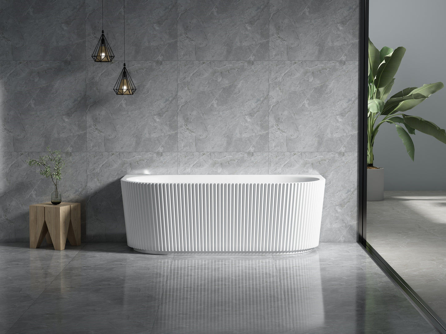 BINGIE Fluted Skirt Back to Wall Bath LK-FBG1500GW/MW