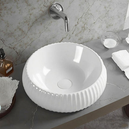 Oran Fine Ceramic Fluted Art Basin LK-ORFA400