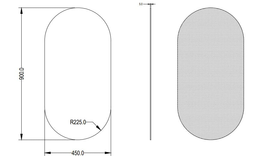 Ellips Pencil Edge Plain Mirror LK-PM4590