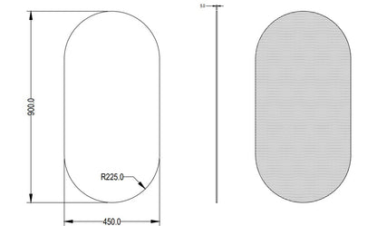 Ellips Pencil Edge Plain Mirror LK-PM4590